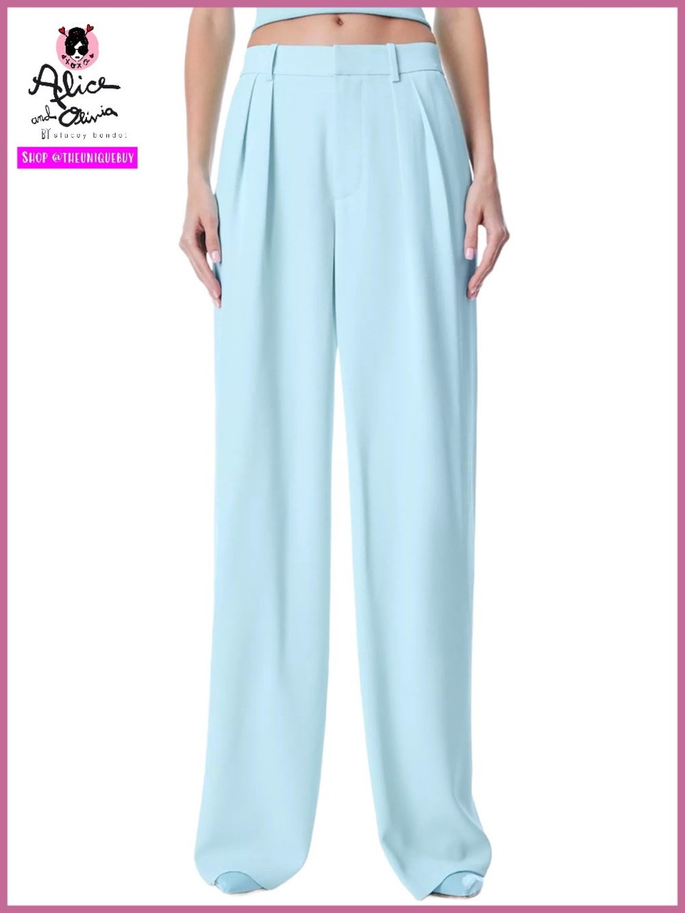 Alice + Olivia Pompey High Waisted Pleated Julep Blue Pants
